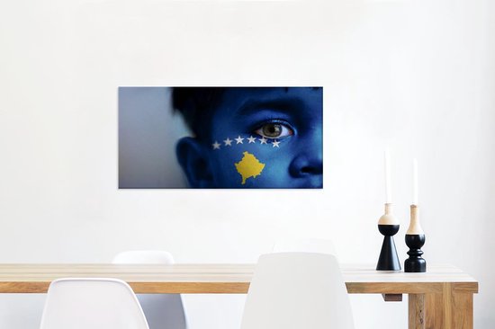Drapeau du Kosovo sur toile 2cm 160x80 cm - Tirage photo sur toile (Décoration murale salon / chambre)