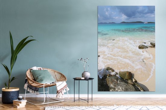 Les îles sombres à l'horizon du Parc National des Iles Vierges Toile 120x180 cm - Tirage photo sur Toile (Décoration murale salon / chambre) XXL / Groot format!