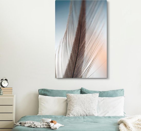 Gros plan d'une toile plume 2cm 120x180 cm - Tirage photo sur toile (Décoration murale salon / chambre) XXL / Groot format!