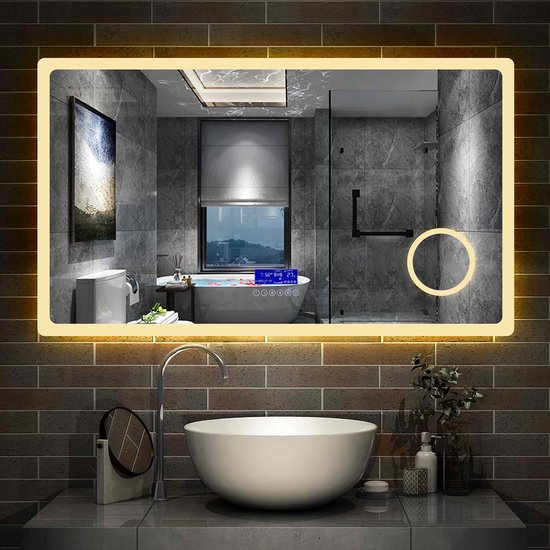 Miroir de salle de bain LED 160×80cm 2 couleurs claires 2700/6000K miroir  mural avec... | bol.com