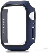 Hoesje geschikt voor Apple Watch 44MM - Hardcase - Screenprotector - Kunststof - Donkerblauw