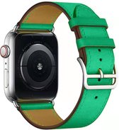 Bandje geschikt voor Apple Watch 38/40MM - Maat L - Horlogebandje - Polsband - Kunstleer - Groen