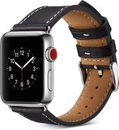 Apple Watch 42/44MM Leren Bandje - Leer - Horloge Bandje - Polsband - Kunstleer - Apple Watch 1 / 2 / 3 / 4 / 5 / 6 / SE - Zwart