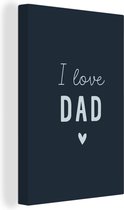Toile Peinture Proverbes - J'aime papa - Citations - Vaderdag - 20x30 cm - Décoration murale
