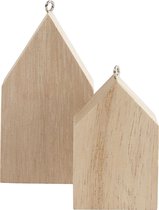 Hanging Houses. H: 4.5+6.5 cm. paulownia. 30 pc