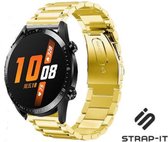 Stalen Smartwatch bandje - Geschikt voor  Huawei Watch GT / GT 2 stalen band - goud - 42mm - Strap-it Horlogeband / Polsband / Armband