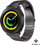 Siliconen Smartwatch bandje - Geschikt voor  Samsung Gear Sport luxe metalen bandje - zwart - Strap-it Horlogeband / Polsband / Armband