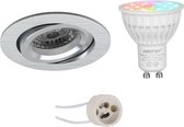 Mi-Light MiBoxer - LED Spot Set GU10 - Smart LED - Wifi LED - Slimme LED - 4W - RGB+CCT - Aanpasbare Kleur - Dimbaar - Proma Aerony Pro - Inbouw Rond - Mat Zilver - Kantelbaar - Ø8