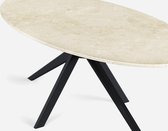 Marmeren Eettafel Ovaal –  Crema Marfil Beige (Boog Onderstel) - 180 x 90 cm  - Gepolijst