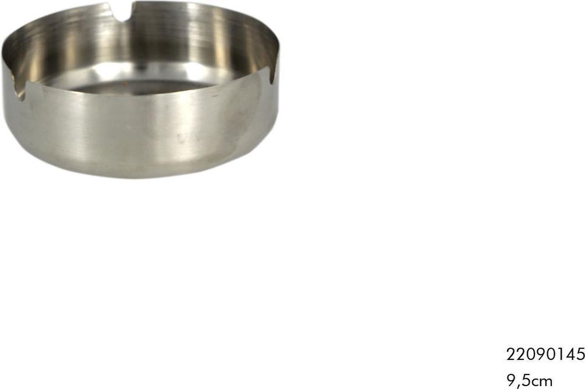 Goedkoopste Asbak rond - RVS metaal - zilvergrijs - 9 x 3 cm - buiten/binnen