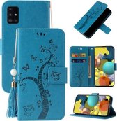 Voor Samsung Galaxy M31s Reliëf Lucky Tree Horizontale Flip Lederen Case met Houder & Kaartsleuf & Portemonnee & Lanyard (Blauw)