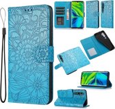 Voor Xiaomi Mi CC9 Pro Skin Feel Reliëf Zonnebloem Horizontale Flip Lederen Case met Houder & Kaartsleuven & Portemonnee & Lanyard (Blauw)