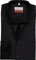 MARVELIS modern fit overhemd - zwart - Strijkvrij - Boordmaat: 45