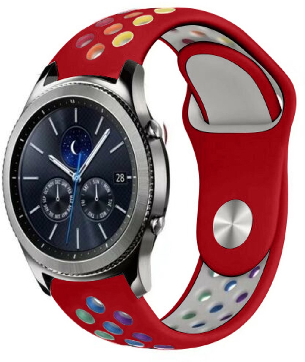 Sport Band - Geschikt voor Samsung Gear S3 46mm - Rood Kleurrijk