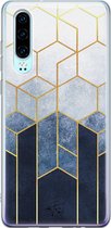 Huawei P30 hoesje - Geometrisch fade art - Siliconen - Soft Case Telefoonhoesje - Print - Blauw