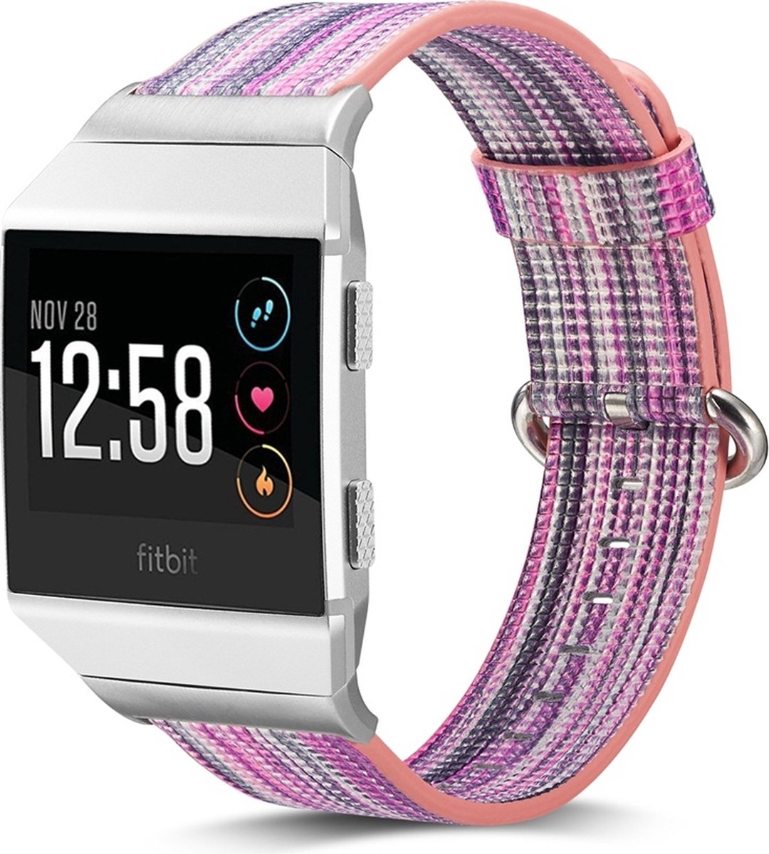 By Qubix - Compatible Fitbit bandje - Geschikt voor fitbit Ionic TPU bandje - Fuschia / Zilver
