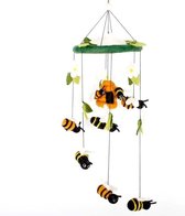 Mobiel Bijtjes en Bijenkorf 60x35cm - Vilten Figuren - Sjaal met Verhaal - Fairtrade - Decoratie bijen