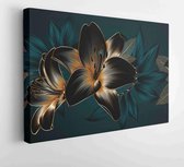 Vintage luxury seamless floral background with golden lilies flowers. Romantic pattern template for wall decor, wallpaper, wedding invitations, ceremonies, cards. - Moderne schilde