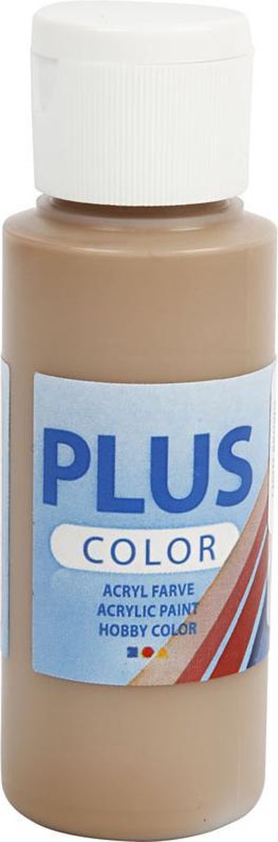 Acrylverf – Beige Verf – Acrylaatverf – Acrylic paint – Hobbyverf – Sneldrogende Verf – Dekkende Verf – Waterbasis Verf – Hoogwaardige Decoratie Verf – Lichtbruin – Plus Color Verf – 60ml