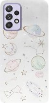 ADEL Siliconen Back Cover Softcase Hoesje voor Samsung Galaxy A52 - Ruimte Heelal Bling Glitter Doorzichtig