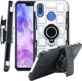 Voor Huawei Nova 3 3 in 1 Cube PC + TPU beschermhoes met 360 graden draaien zwarte ringhouder (zilver)