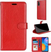 Voor Huawei P smart 2021 / Y7a Pure Kleur Horizontale Flip PU lederen tas met houder & kaartsleuven & portemonnee & fotolijst (rood)