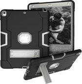 Voor iPad 10.5 contrastkleurige siliconen + pc-combinatiebehuizing met houder (zwart + grijs)