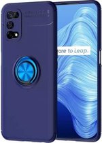 Voor OPPO Realme V5 metalen ringhouder 360 graden roterende TPU-hoes (blauw + blauw)