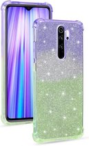 Voor Xiaomi Redmi Note 8 Pro gradiënt glitter poeder schokbestendig TPU beschermhoes (paars groen)