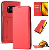 Voor Xiaomi Poco X3 Sterk magnetisme Vloeibaar gevoel Horizontaal Flip lederen tas met houder & kaartsleuven & portemonnee (rood)