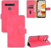 Voor LG K61 / Q61 Effen Kleur Huidgevoel Magnetische Gesp Horizontale Flip Kalfsstructuur PU Lederen Case met Houder & Kaartsleuven & Portemonnee (Rose Rood)