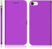 Voor iPhone 7/8 Geïmiteerd Spiegeloppervlak Horizontale Flip Leren Case met Houder & Kaartsleuven & Portemonnee & Lanyard (Paars)