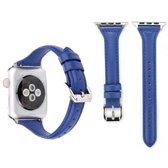 Eenvoudige mode lederen T-type horlogeband voor Apple Watch Series 3 & 2 & 1 42 mm (blauw)