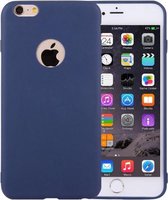 Voor iPhone 6 & 6s effen kleur TPU beschermhoes met rond gat (donkerblauw)