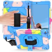 360 graden rotatie draaitafel Contrast kleur Robot schokbestendig siliconen + pc beschermhoes met houder voor iPad 10.2 / 10.2 (2020) / Pro 10.5 (kleurrijk + blauw)