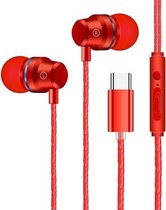 T1 USB-C / Type-C-interface in het oor Bekabelde stereo-oortelefoon met microfoon (rood)