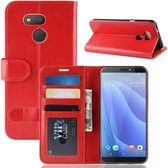 R64 Texture Single Fold Horizontale Flip Leather Case voor HTC Desire 12S, met houder & portemonnee & kaartsleuven & fotolijst (rood)