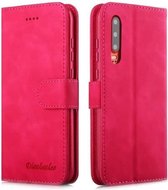 Voor Huawei P30 Diaobaolee Pure Verse Textuur Horizontale Flip Leren Case, met Houder & Kaartsleuf & Portemonnee & Fotolijst (Rood)