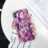 Glanzende marmeren opvouwbare beugel TPU-hoesje voor iPhone XR (Z10)
