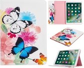 Voor iPad 10.2 Gekleurd tekeningpatroon Horizontaal Flip PU-lederen hoes met houder & kaartsleuven en portemonnee (twee vlinder)