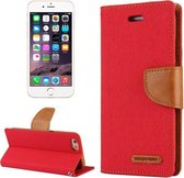 GOOSPERY CANVAS DAGBOEK voor iPhone 6 & 6s Canvas Textuur Horizontale Flip Leren Case met Kaartsleuven & Portemonnee & Houder (Rood)