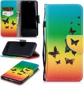 Voor Samsung Galaxy S9 Gekleurd tekeningpatroon Horizontaal Flip TPU + PU lederen hoesje met houder & kaartsleuven & portemonnee & lanyard (Rainbow Butterfly)