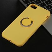 Schokbestendige Pure Color vloeibare siliconen beschermhoes voor iPhone 7/8, met onzichtbare houder (geel)