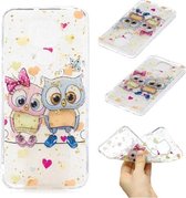 Voor Huawei Nova 5 Pro Cartoon Patroon Goudfolie Stijl Dropping Lijm TPU Zachte Beschermhoes (Uil)