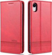 AZNS magnetische kalfsstructuur horizontale flip lederen tas met kaartsleuven & houder & portemonnee voor iPhone XR (rood)