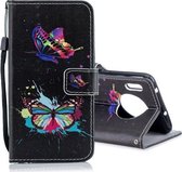 Voor Huawei Mate 30 Gekleurde Tekening Patroon Horizontale Flip PU Lederen Case met Houder & Kaartsleuven & Portemonnee & Lanyard (Kleurrijke Vlinder)