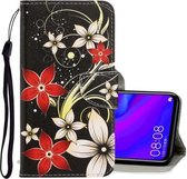 Voor Huawei Mate 30 Lite 3D Gekleurde Tekening Horizontale Flip PU Lederen Case met Houder & Kaartsleuven & Portemonnee (Rode Bloem)