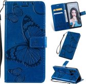 Geperst afdrukken Vlinderpatroon Horizontale flip PU lederen hoes met houder & kaartsleuven & portemonnee & draagkoord voor Huawei P20 Lite 2019 / Nova 5i (blauw)