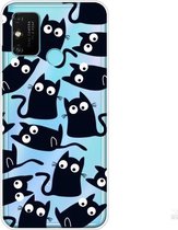 Voor Huawei Honor 9A gekleurde tekening patroon zeer transparante TPU beschermhoes (zwarte kat)
