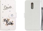 Voor Nokia 3.2 Horizontale Flip Effen Kleur Strass Leren Case met Kaartsleuf & Portemonnee & Houder (Trojaans)